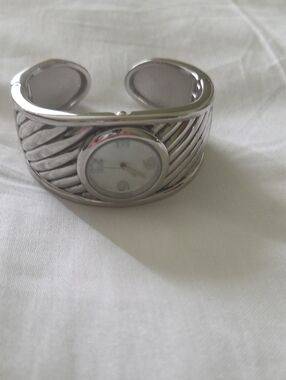 Silver Cuff Watch Bracelet for Women